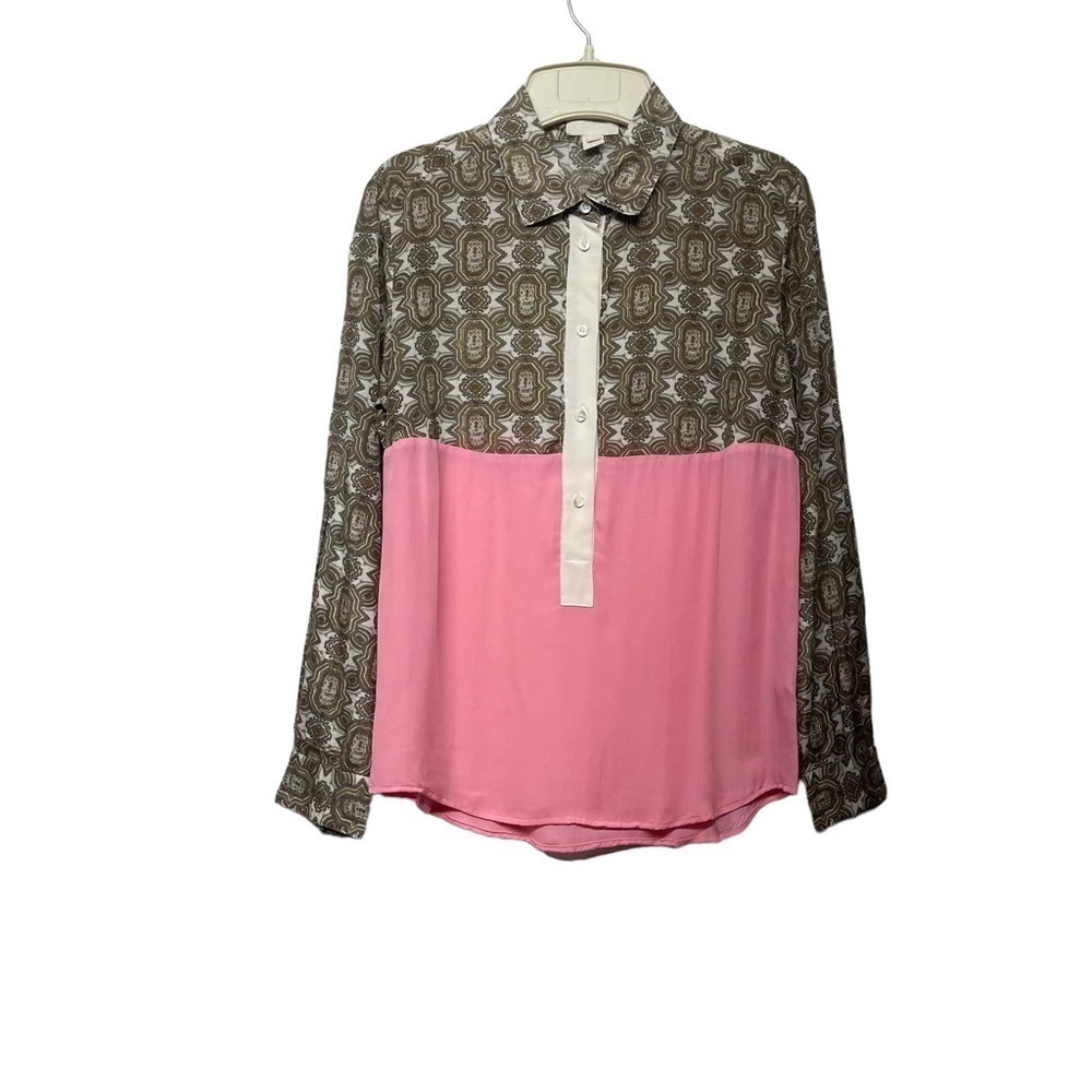 J. Crew Collection Silk 1/2 Button Up‎ Shirt Size 2 Business Casual Designer